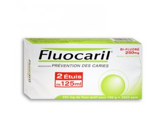 FLUOCARIL Dentifrice bi-fluor 250mg menthe lot de 2 tubes 125ml